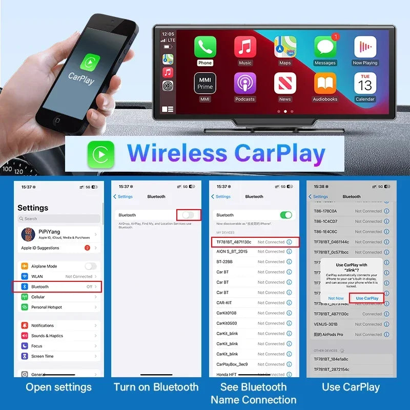 Jansite 10.26″ Smart Car Display with 4K Front & Rear Recording™